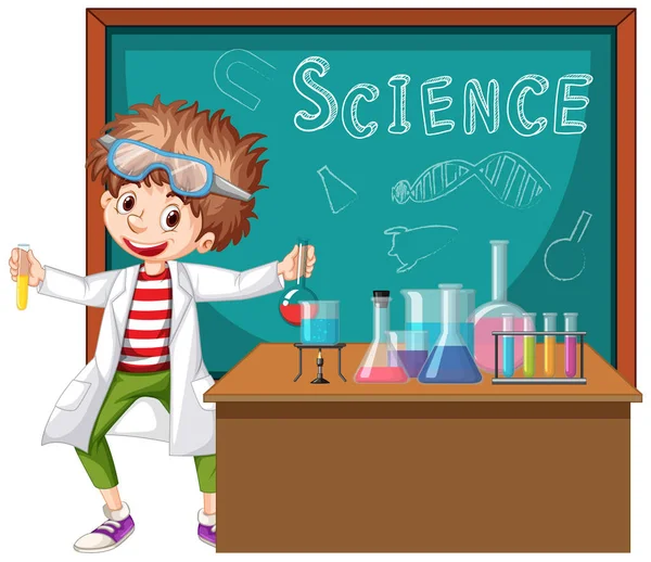 Scientist working with science tools in lab — Stock Vector