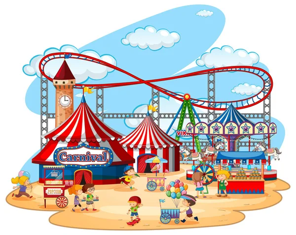 Pret Fair Theme Park op geïsoleerde achtergrond — Stockvector