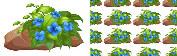 Design de fundo sem costura com flores azuis em pedra — Vetor de Stock