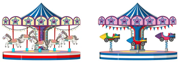 Two designs of merry go round on white background — Stock Vector