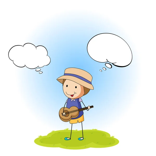 Αγόρι με φυσαλίδες ομιλίας κιθάρας — Διανυσματικό Αρχείο