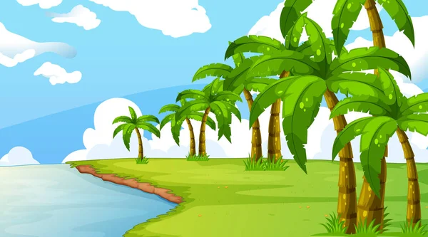 Naturaleza vacía playa océano paisaje costero — Vector de stock