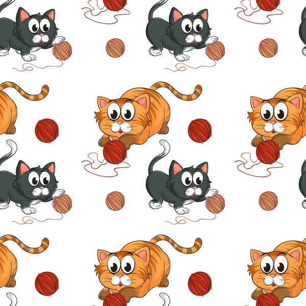 Seamless pattern tile cartoon with kittens — Stock Vector