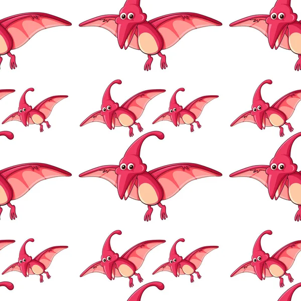 Dibujos animados de azulejos de patrón sin costura con dinosaurio — Vector de stock