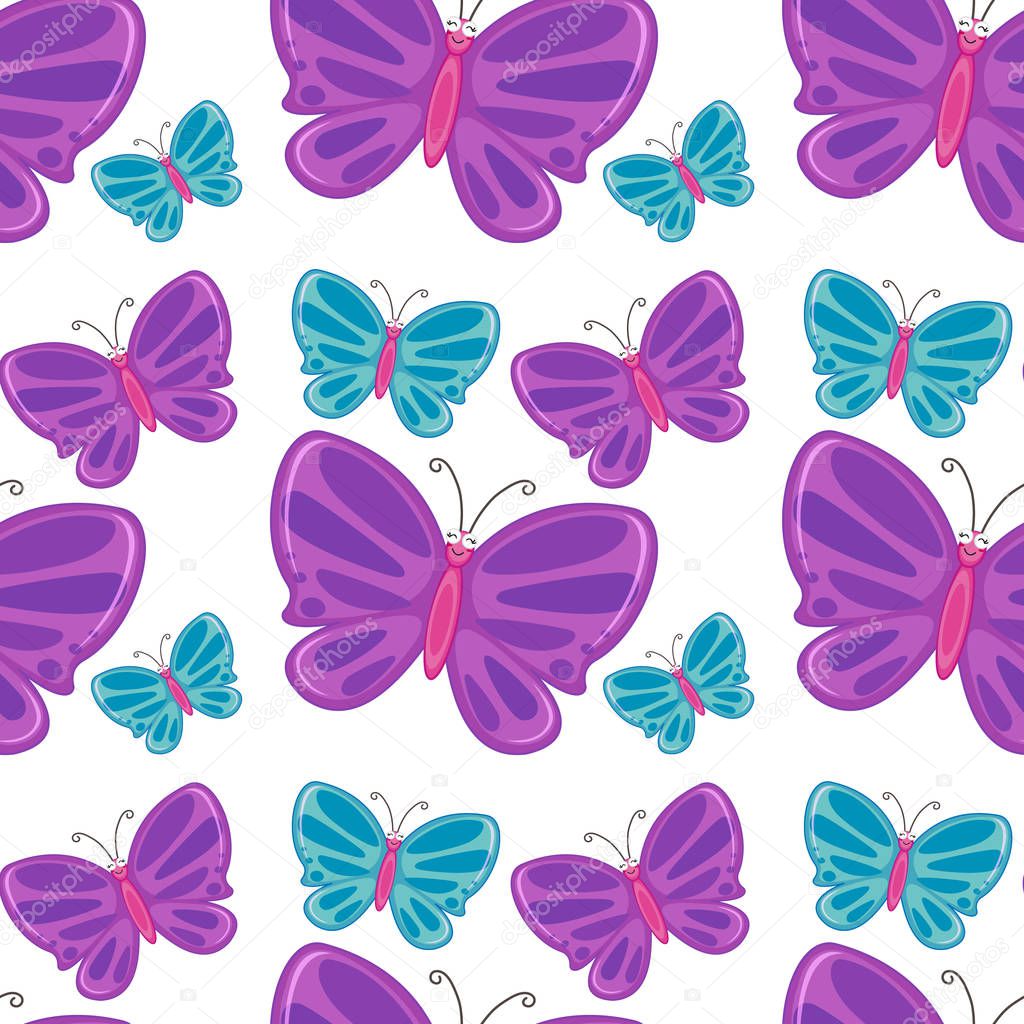 Seamless pattern tile cartoon with butteflies