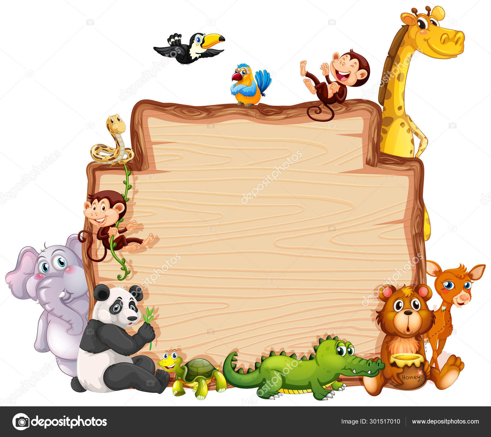 Border template with cute animals Stock Vector Image by ©interactimages  #301517010
