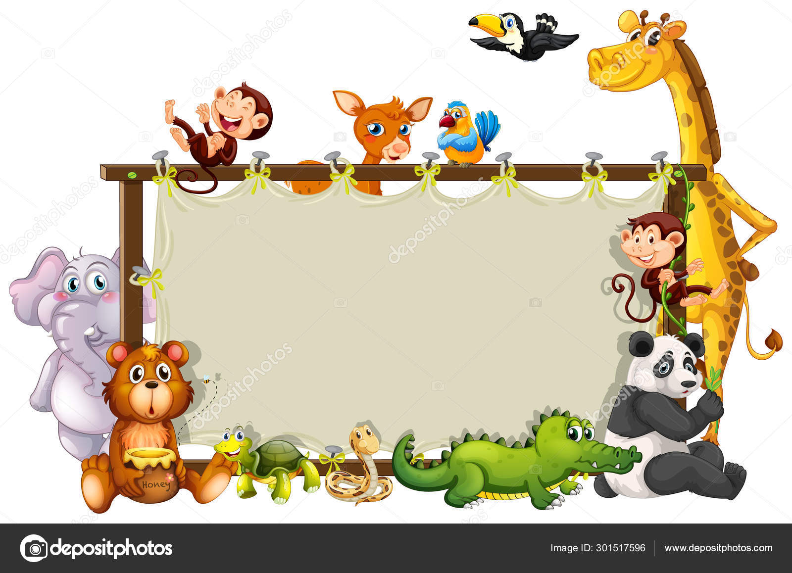 Border template with cute animals Stock Vector Image by ©interactimages #301517596 Border template with cute animals Stock Vector Image by ©interactimages #301517596