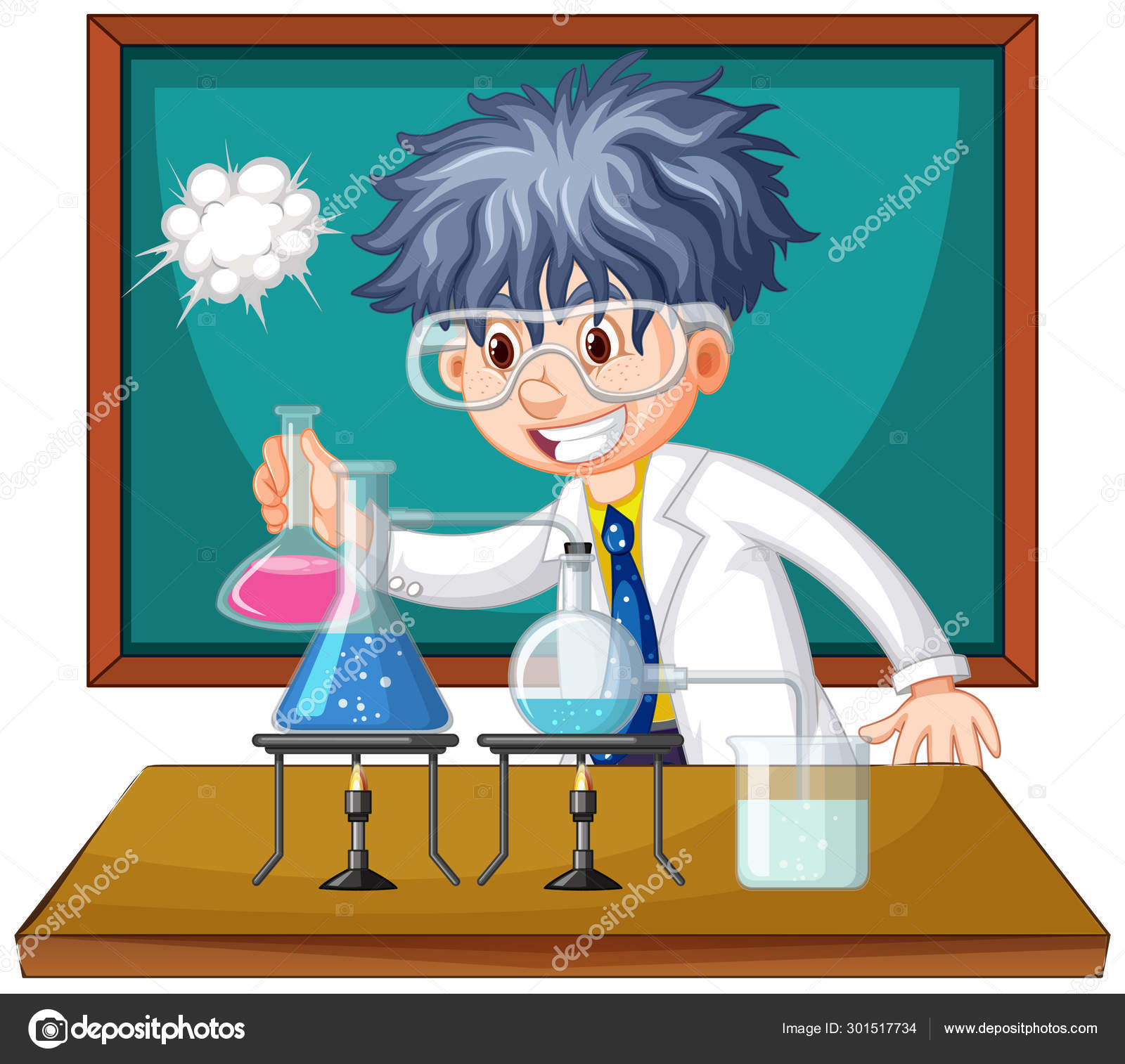 Scientist working with science tools in lab Stock Illustration by