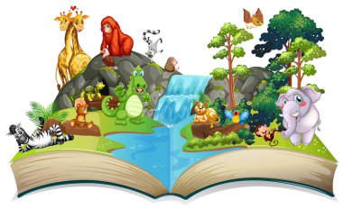 Şelalenin yanında birçok hayvan