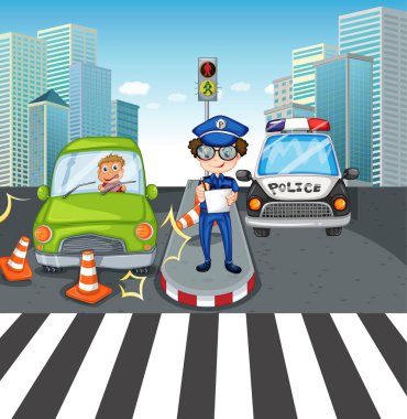 Scene with cars on the road clipart