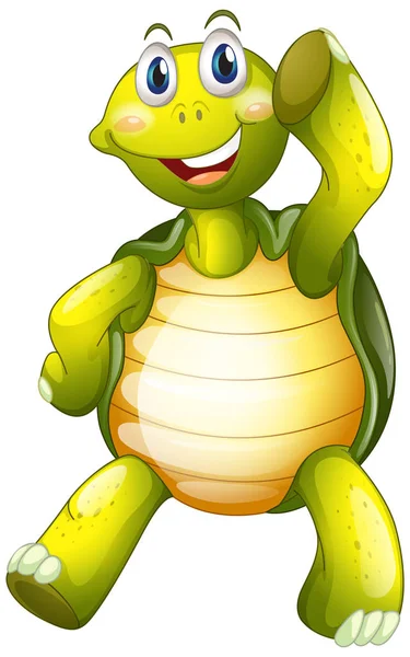 Groene schildpad staande op witte achtergrond — Stockvector