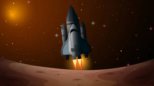 Rocket and mars scene — Stock Vector