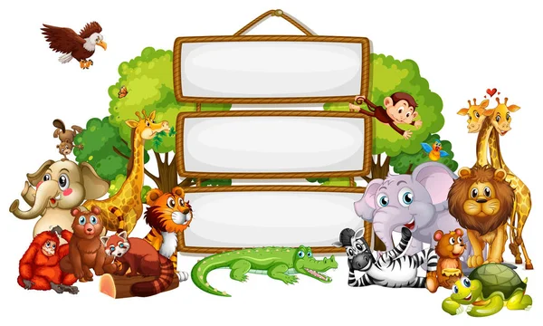 边框模板设计与可爱的动物 — 图库矢量图片