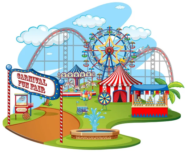 Parque temático de la feria sobre fondo aislado — Vector de stock