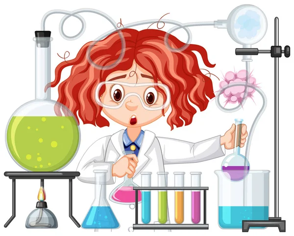 Científico haciendo experimento en laboratorio de ciencias — Vector de stock