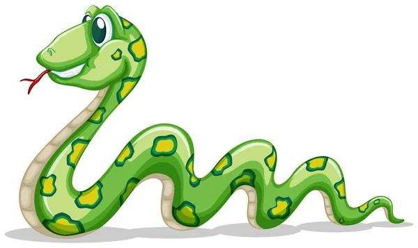 Serpent vert rampant sur fond blanc — Image vectorielle