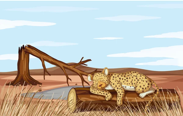 Escena de deforestación con la muerte de guepardo — Archivo Imágenes Vectoriales