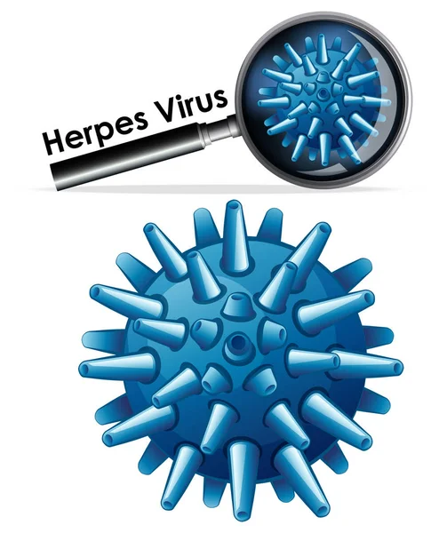 Primer plano objeto aislado del virus llamado virus del herpes Vector De Stock