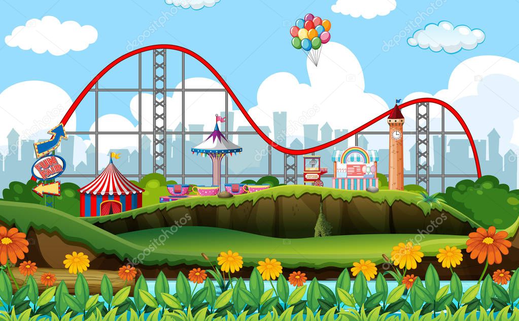 Scene background design with circus rides