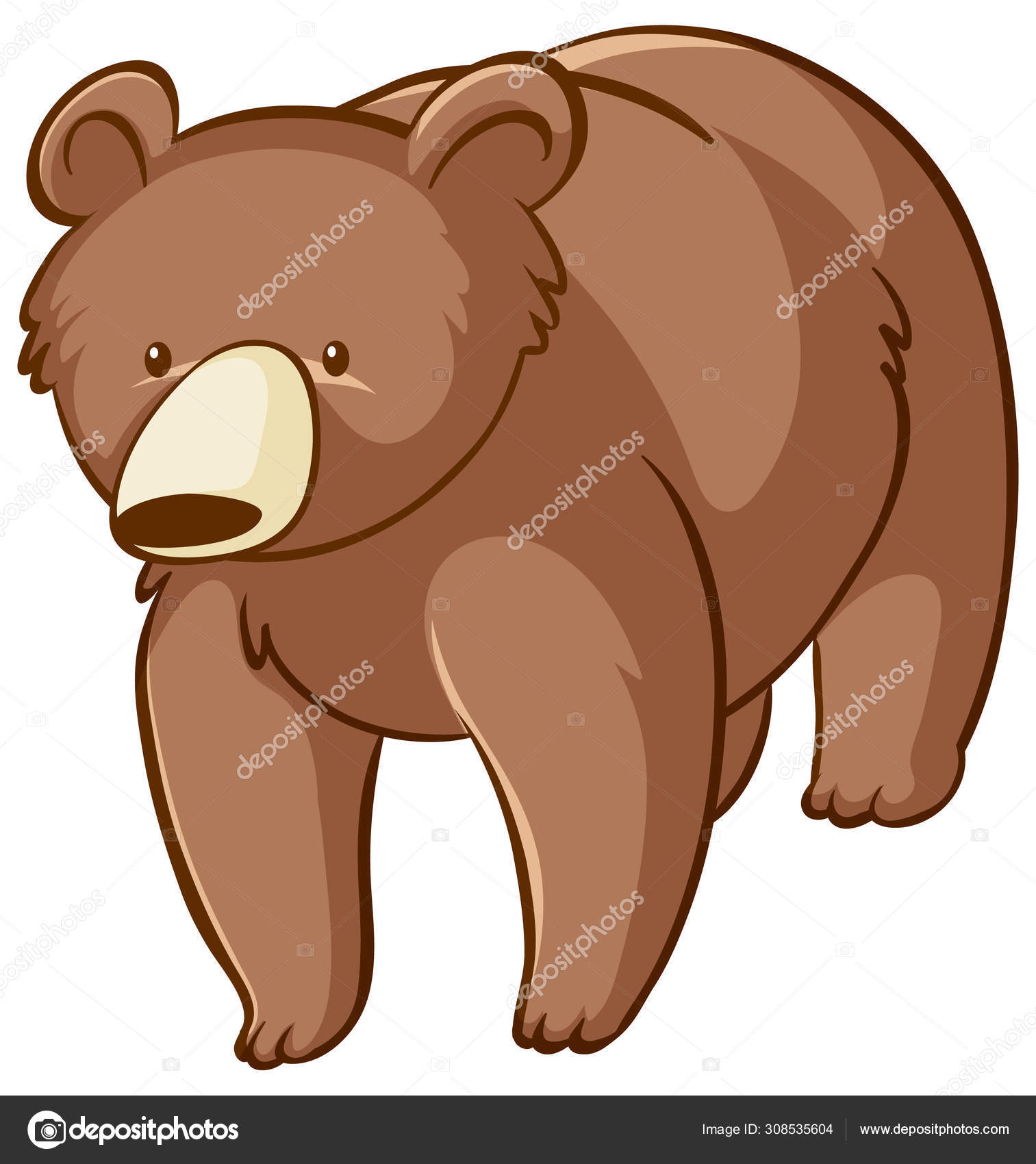 Image vectorielle Ours brun sur fond blanc par ©interactimages - 308535604, image size:1513x1700