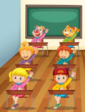 Sınıfta çocuklar ve aninals