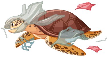 Deniz kaplumbağası ve plastik torbalar