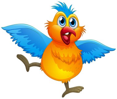 Beyaz arka planda sevimli papağan