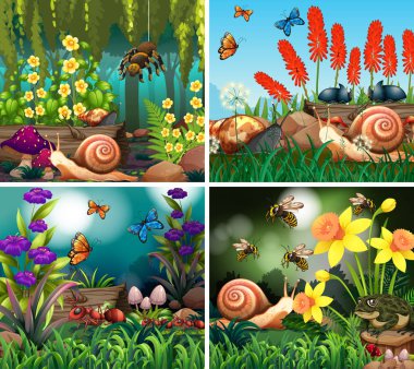 Doğa teması ile arka plan sahnesi seti