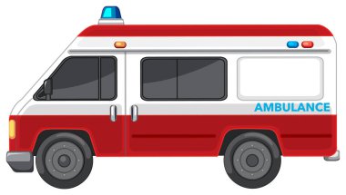 Beyaz arka planda ambulans minibüsü
