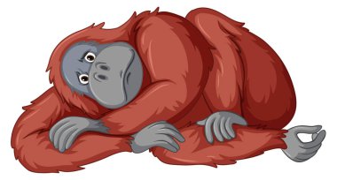 Beyaz arka planda üzgün şempanze