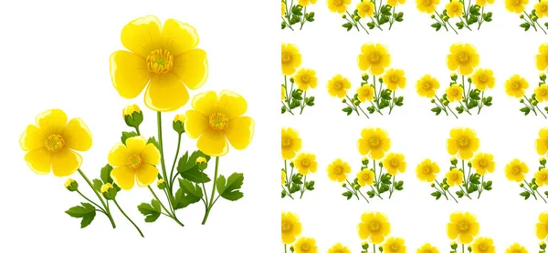 黄色の花のシームレスな背景デザイン — ストックベクタ