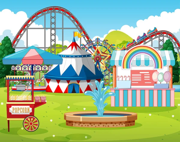 Een outdoor kermis scene — Stockvector