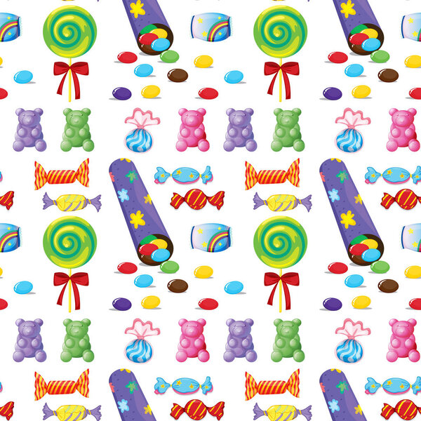 Seamless pattern tile cartoon with candy, lollies