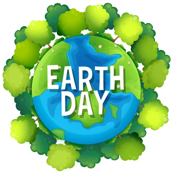 Cartel del día de la Tierra con árboles — Vector de stock