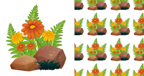 Design de fundo sem costura com flores de gerbera laranja em pedra — Vetor de Stock