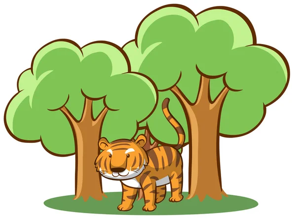 Tigre salvaje en el bosque — Vector de stock
