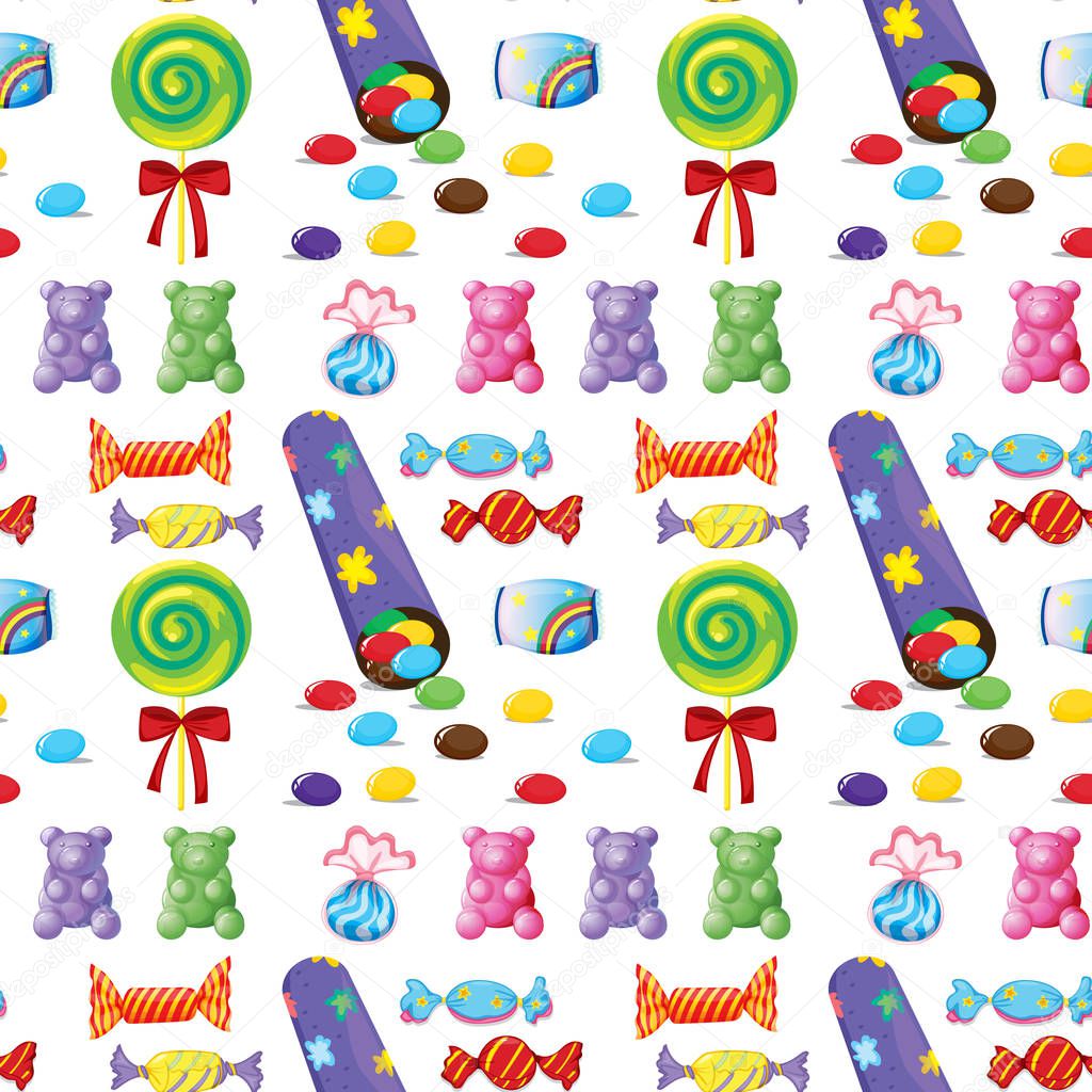 Seamless pattern tile cartoon with candy, lollies