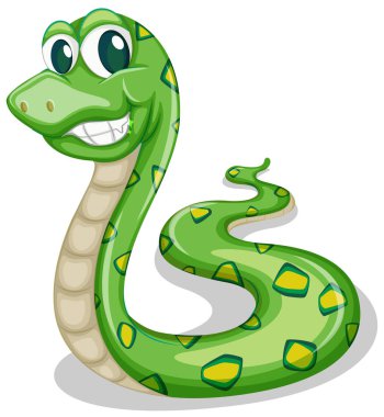 Beyaz arkaplanda yeşil yılan