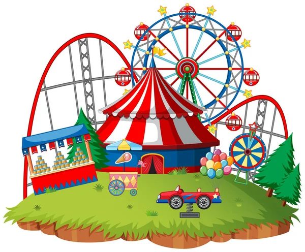 Fun fair theme park on isolated background — Stock Vector