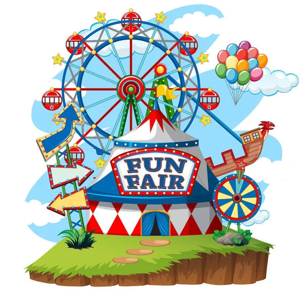 Pret Fair Theme Park op geïsoleerde achtergrond — Stockvector