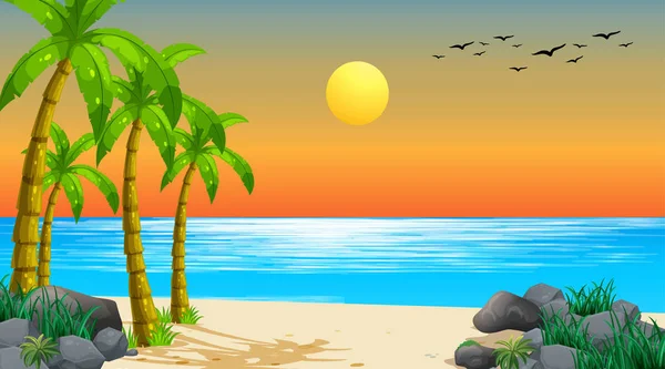 Nature vide plage océan littoral paysage — Image vectorielle