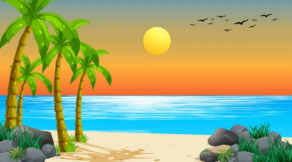 Naturaleza vacía playa océano paisaje costero — Vector de stock