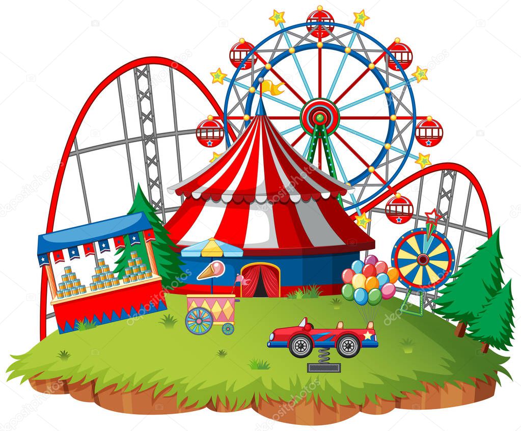 Fun fair theme park on isolated background