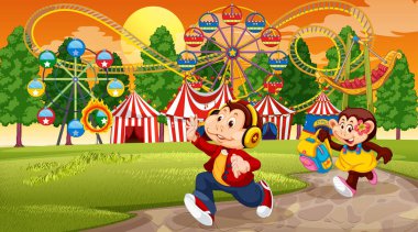 Maymun çocuklar ve lunapark sahnesi