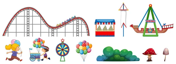 Isolated objects from circus theme with people and rides — Stock Vector