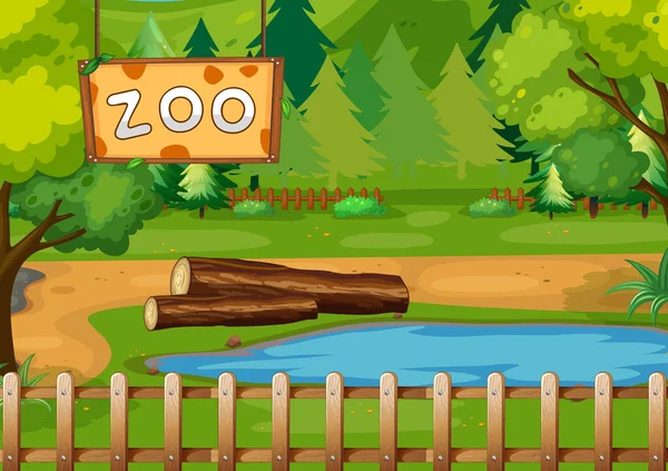 Escena de fondo del parque zoológico — Vector de stock