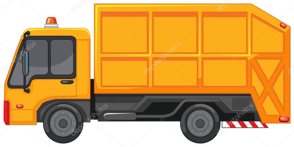 Garbage truck in yellow color