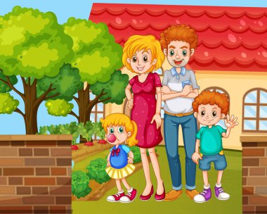Evde güzel vakit geçiren bir aile sahnesi.