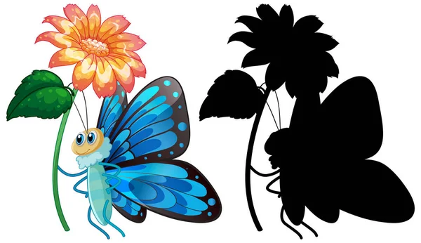 Papillon Avec Son Illustration Silhouette — Image vectorielle