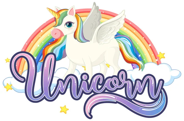 Unicorno Carino Con Unicorno Segno Illustrazione — Vettoriale Stock